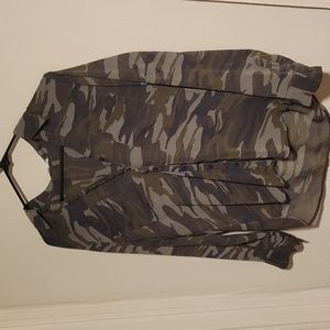 Camo print sheer top.